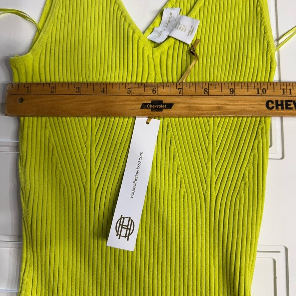 House of Harlow 1960 NWT Womens Sz S Neon Green Bodycon Maxi Dress Ring Detail - Picture 6 of 7